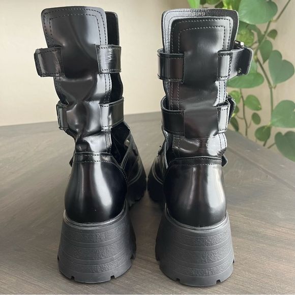 STEVE MADDEN Okara Buckle Cutout Platform Boot in Black Leather Size 7 NWOT - Picture 6 of 15